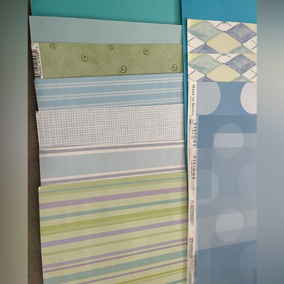 Scrapbook sheets & stickers in blues, greens, purple & velum. 12”x12” Acid free. - Picture 4 of 5